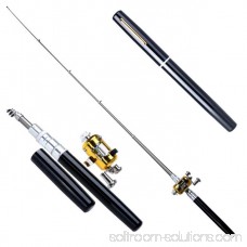 Popular 38inch Mini Portable Pocket Aluminum Alloy Fishing Rod Pen BK